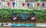 Empty chairs sit on 50th Street in anticipation of Edina's Fourth of July parade.