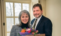 Beth Swanson, pictured with her husband James, was presented with a Connecting with Kids Leadership Award by the Edina Community Foundation