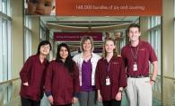 Nancy Schaber helps train youth volunteers at Fairview Southdale Hospital.