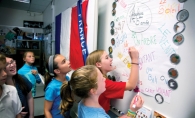 Amelia Hauser, Liana Hazucha and Ellie Teien practice their French at Normandale Elementary French Immersion School. 