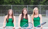 From left, Caitlyn Merzbacher, Kelly Reger and Mackenzie Marinovich hope to help score another state title for the girls tennis team.