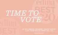 A graphic announcing voting for the 2020 Best of Edina Magazine readers' choice survey.