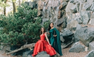 The Overdressed Duo: Carole Schultz (left) Elizabeth Chua (right) The Overdressed Duo posed outside.