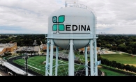 The Edina watertower seen from the air.