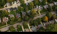 An aerial view of suburban homes in Minnesota.