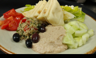 Greek salad, featuring tabbouleh.