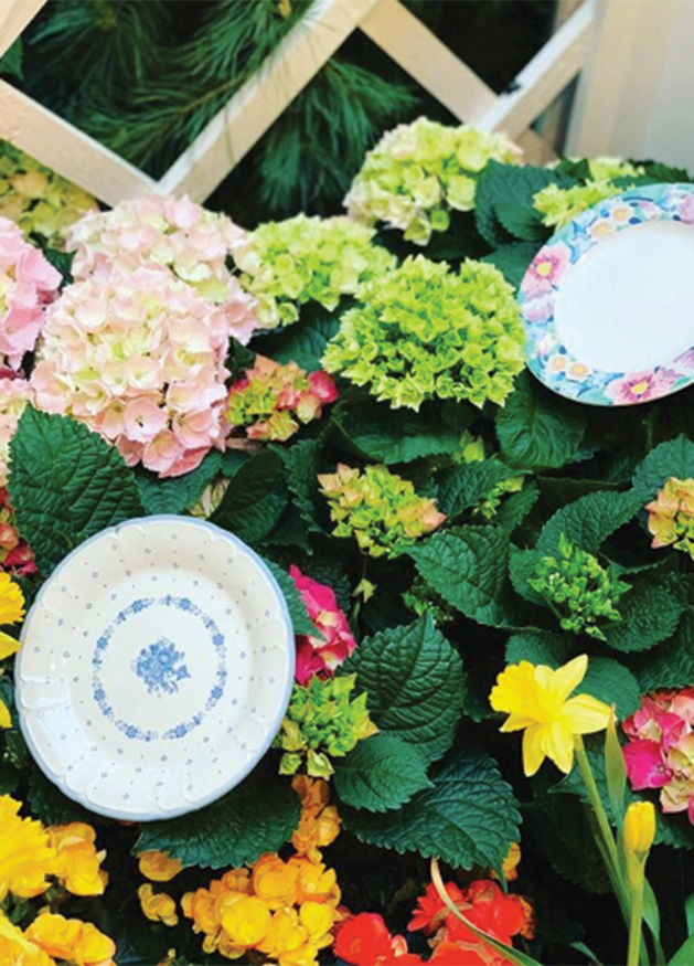 A flower display at the Galleria Garden Party