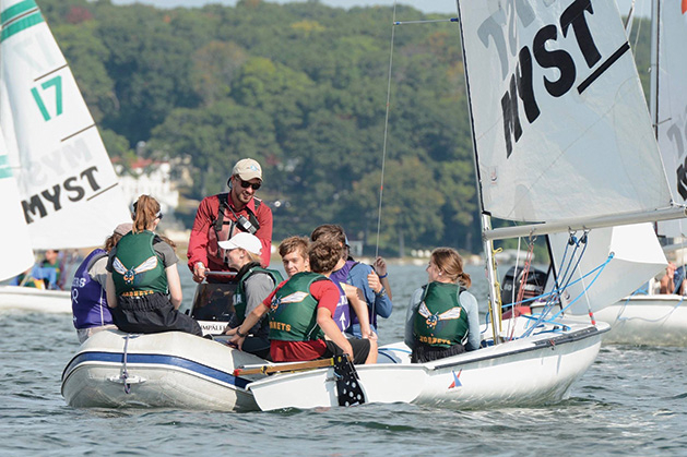 Boaters sail on a Minnesota lake.