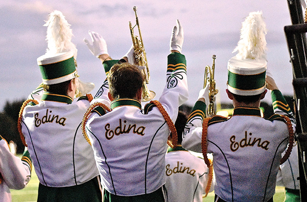 The Edina pep band plays for the Hornets.