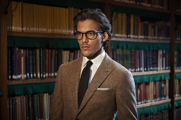 A man models a suit from Suitsupply at the Galleria Edina