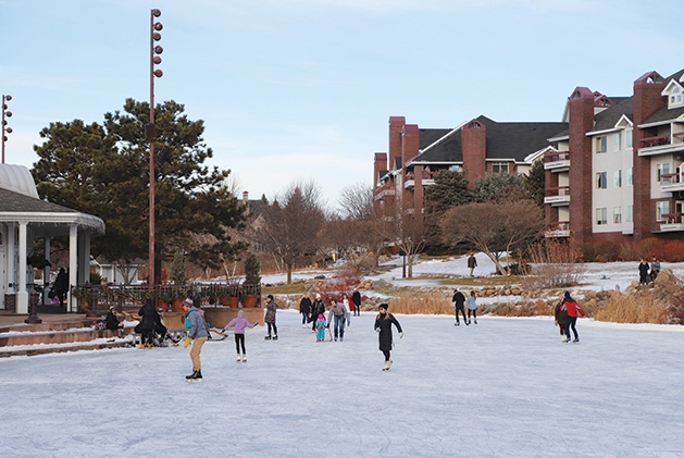 The ice skating rink at Centennial Lakes Park in Edina