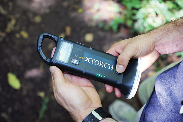 The XTorch, a solar-powered flashlight and cell phone charger. 