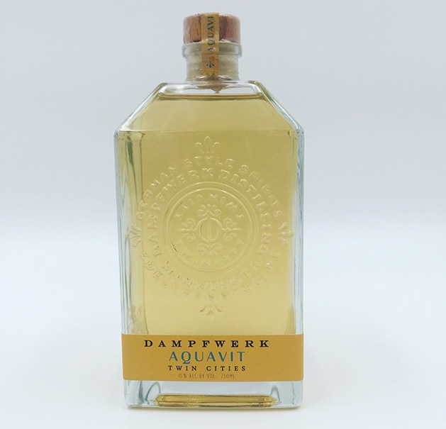 A bottle of Dampfwerk Distillery's Aquavit.