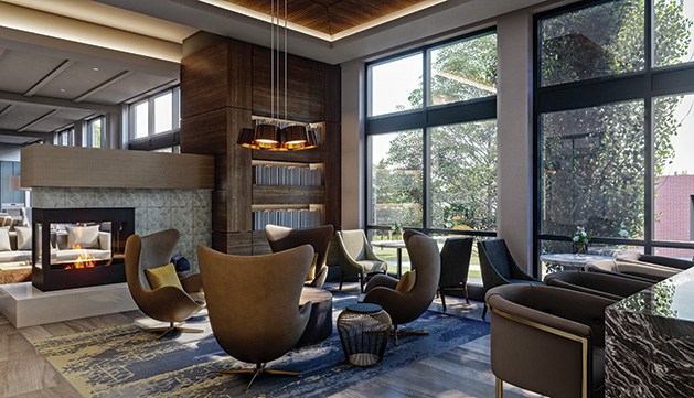 The lobby of Avidor senior living apartments in Edina.