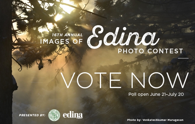 A graphic announcing voting for the 2020 Images of Edina photo contest.