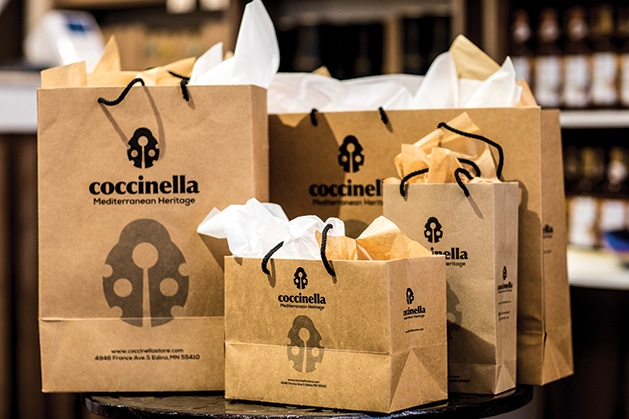 Coccinella Bags filled with products from Coccinella, a Turkish boutique at 50th and France in Edina.