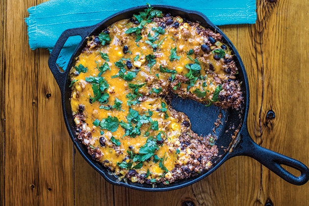 One skillet turkey enchilada quinoa, a 30-minute recipe from Taylor Ellingson's "The Easy 30-Minute Cookbook"