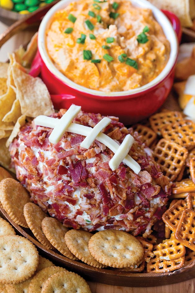 Cheese ball in shape of a football