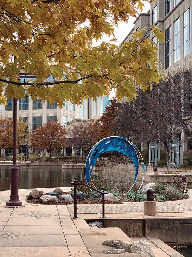 Centennial Lakes Park School of Fish, a new sculpture in Centennial Lakes Park