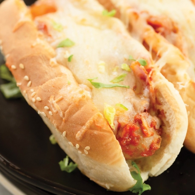 Up-close photograph of Slow Cooker Italian Sausage and Peppers.