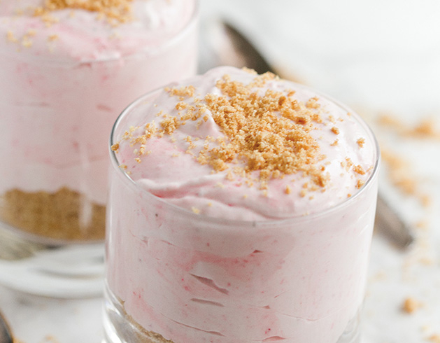 Strawberry Cheesecake Mousse Cups for Valentine's Day dessert