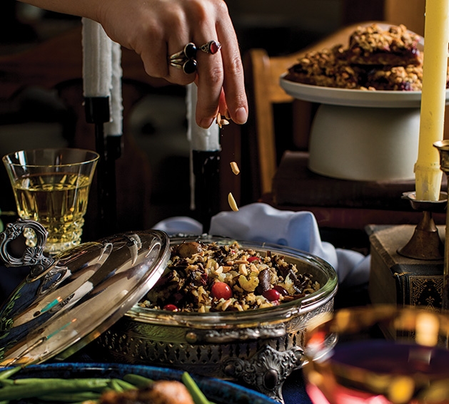 Slow cooker cranberry and wild rice stuffing, made from a recipe by Jerry's Foods.