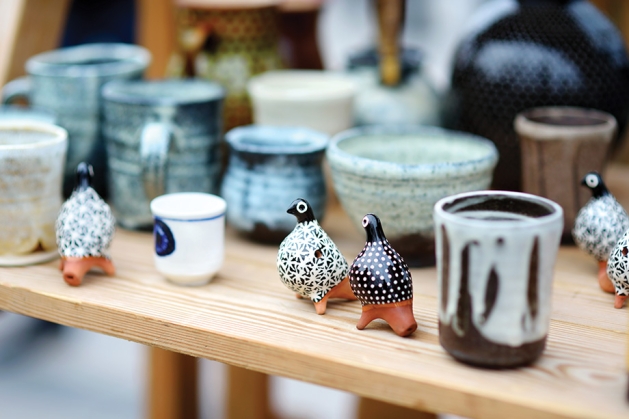 Ceramics booth at an art fair.