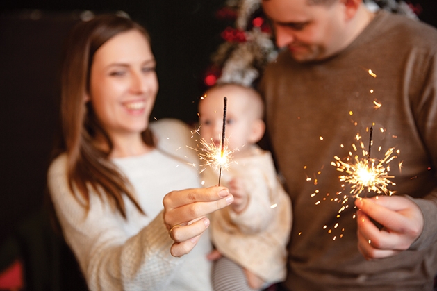 sparklers with family