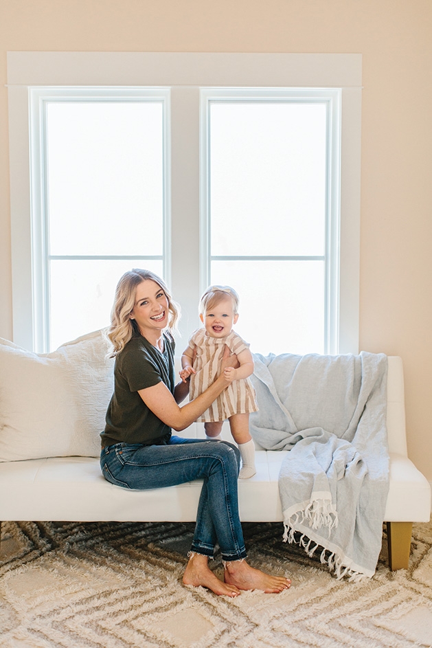 Tessa Checovich and her daughter, Audrey, whose bassinet inspired Briefly Baby.