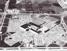 An historical photo of Southdale Mall from overhead.