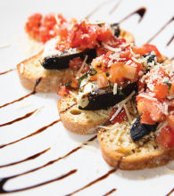 A plate of bruschetta for Mother's Day Brunch.