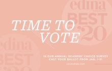 A graphic announcing voting for the 2020 Best of Edina Magazine readers' choice survey.