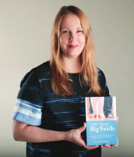 Author Dawn Rundman with her book Little Steps Big Faith
