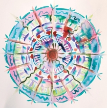 An example of a healing circle painted in watercolors.