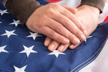 hands on USA flag