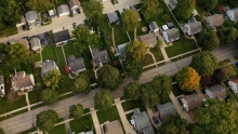 An aerial view of suburban homes in Minnesota.