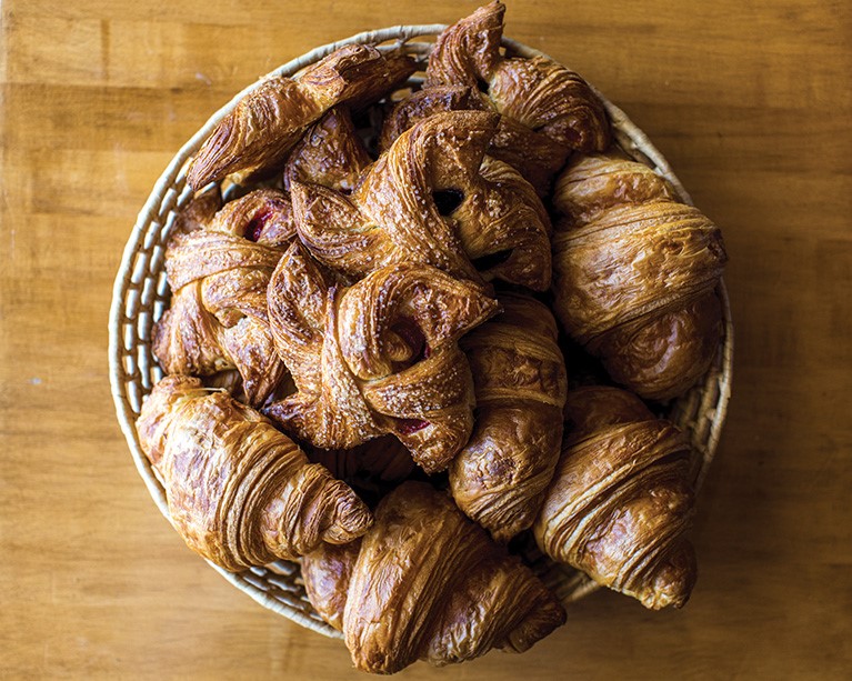 Basket of croissants from Patisserie Margo.