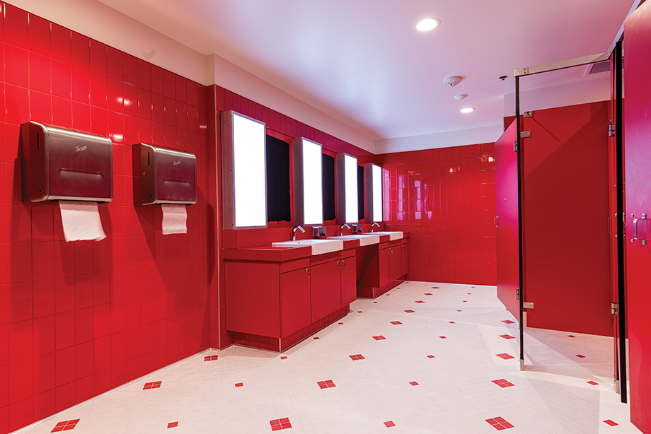The Red Bathroom at the Edina Theatre.