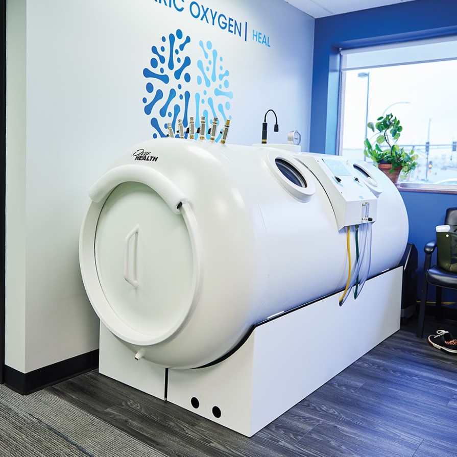  One of the hyperbaric oxygen chambers at Statera Health in Edina. 