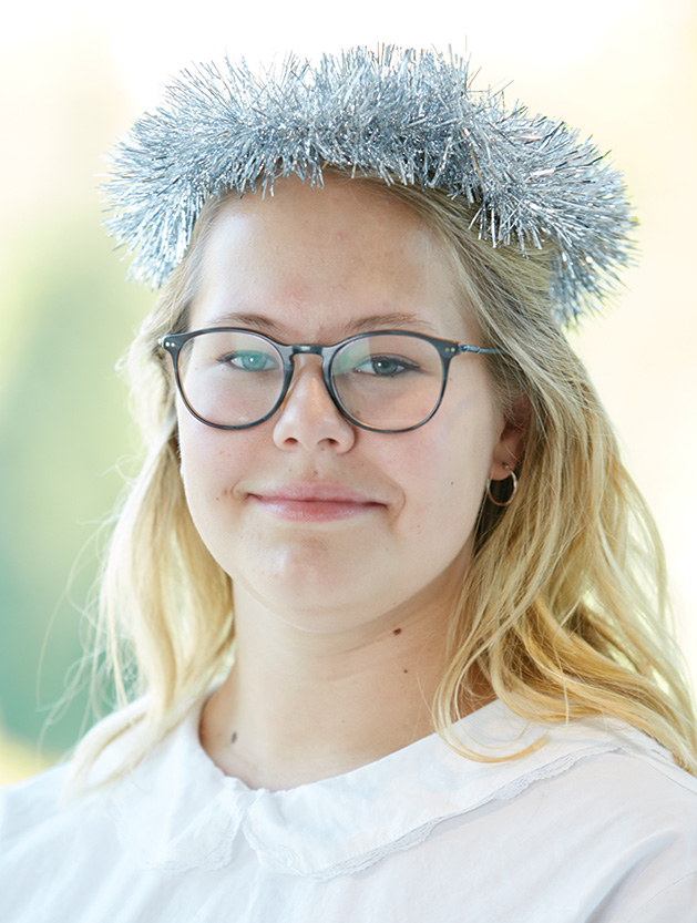 Hannah Andruss in costume for the St. Lucia concert at the American Swedish Institue