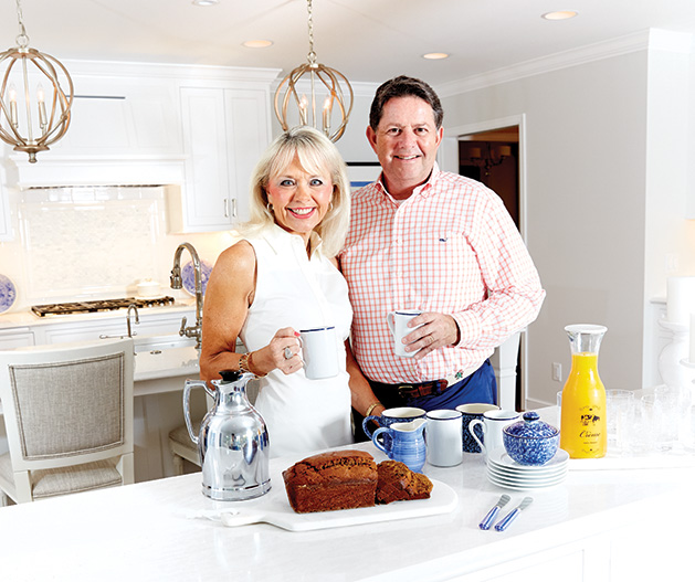 Carol and Frank Bennett drink coffee in their newly remodeled kitchen in Edina.