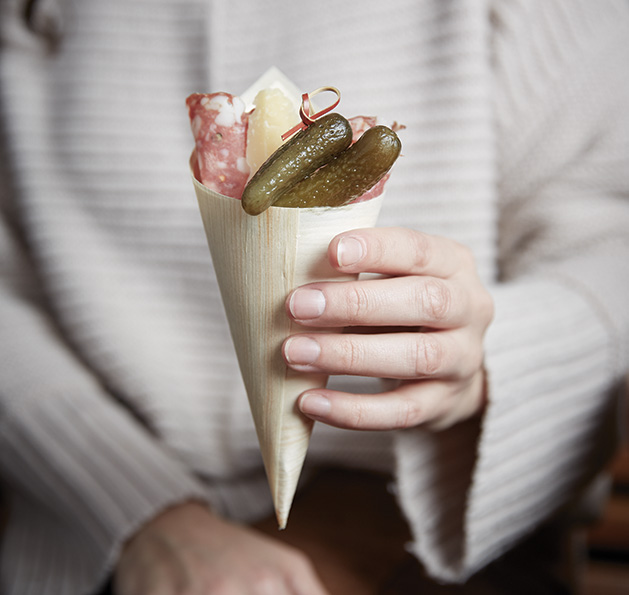 A charcuterie cone from Rustica Bakery